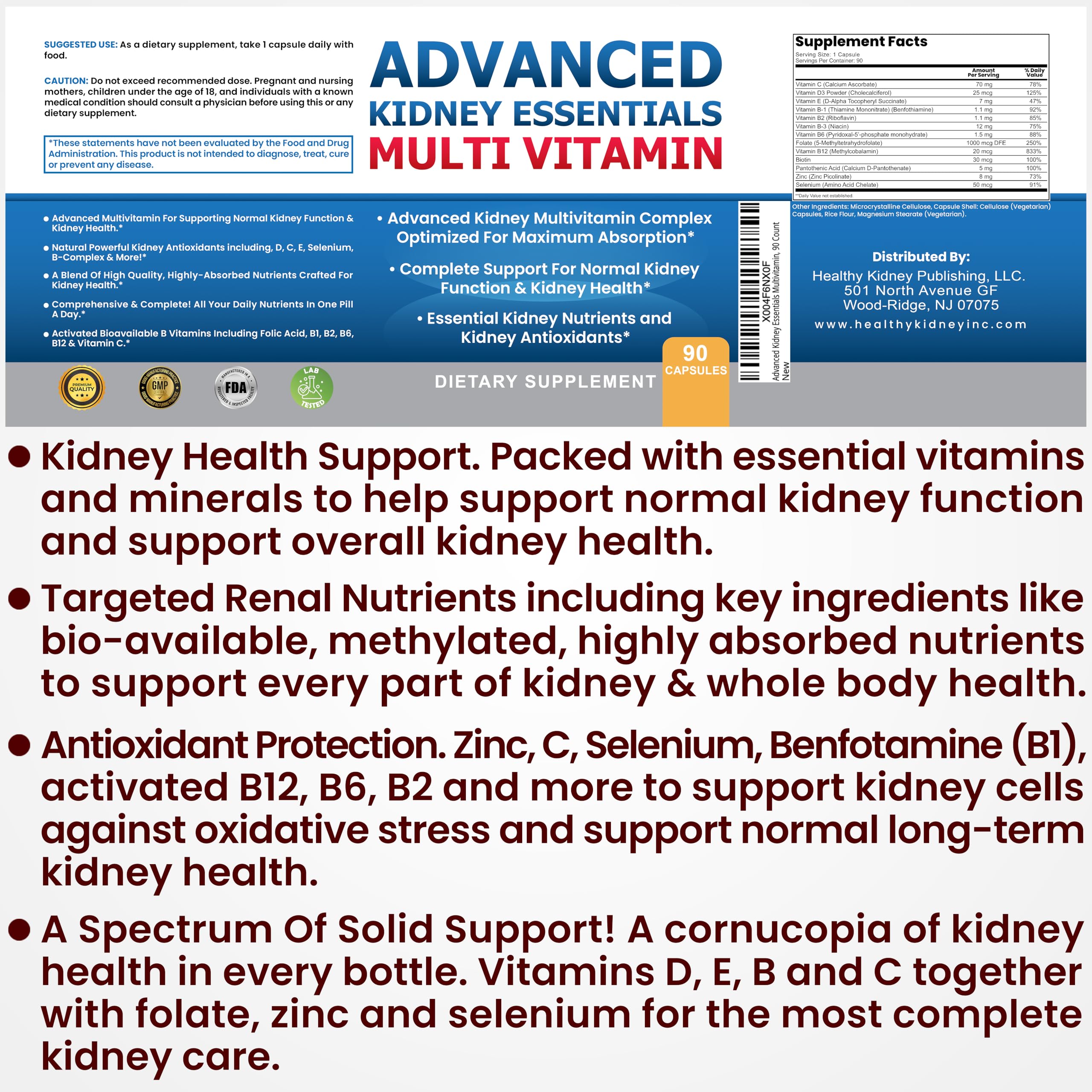 Kidney Restore Advanced Kidney Essentials Multivitamin capsule close-up