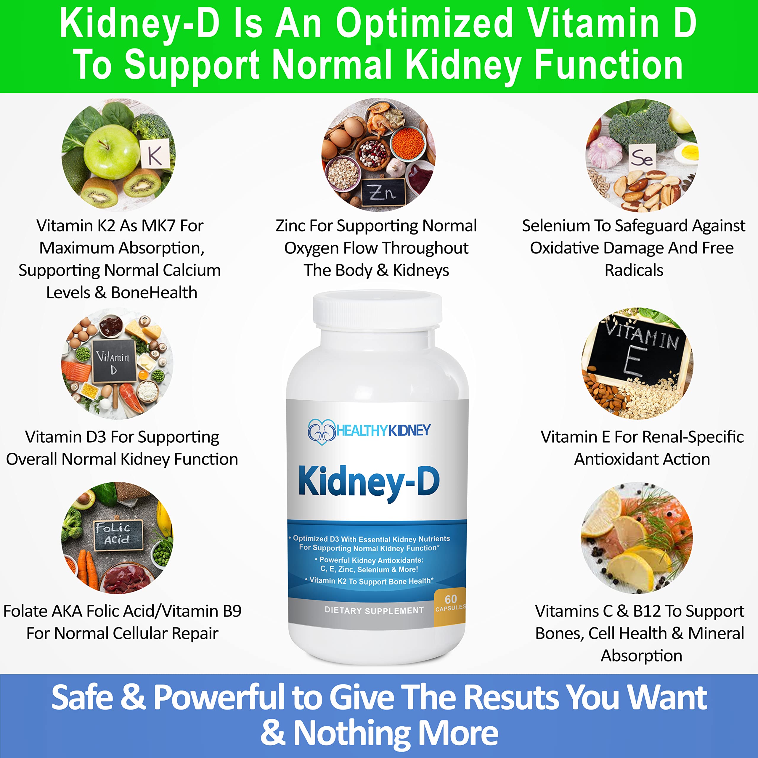 Kidney Restore Kidney-D Vitamin D3 supplement bottle with label