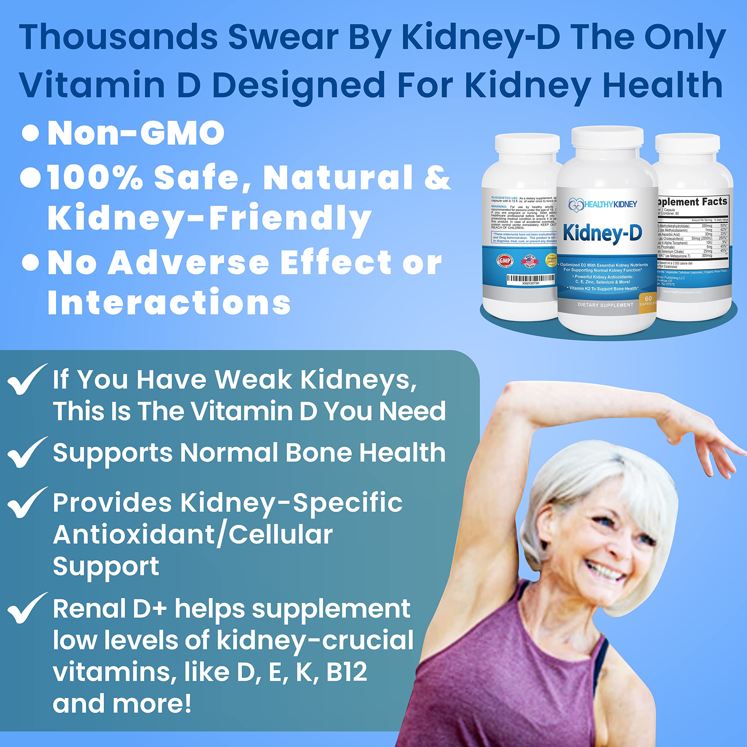 Kidney Restore Kidney-D Vitamin D3 supplement packaging