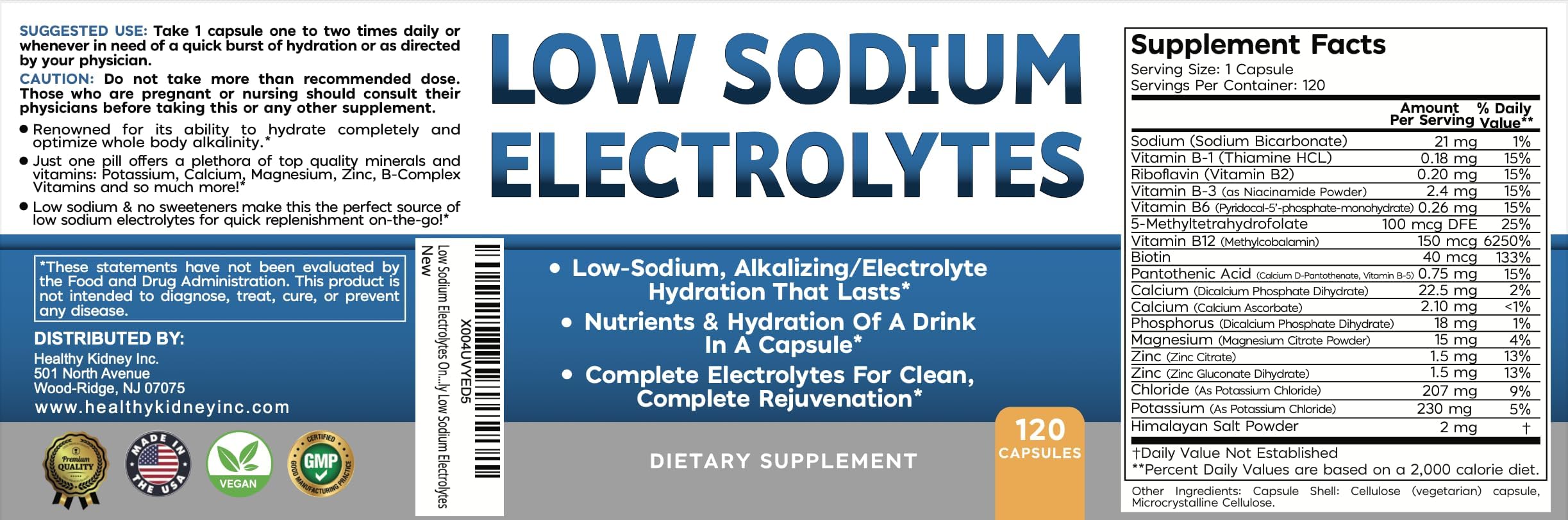 Kidney Restore Low Sodium Electrolytes 175g with vitamins and minerals