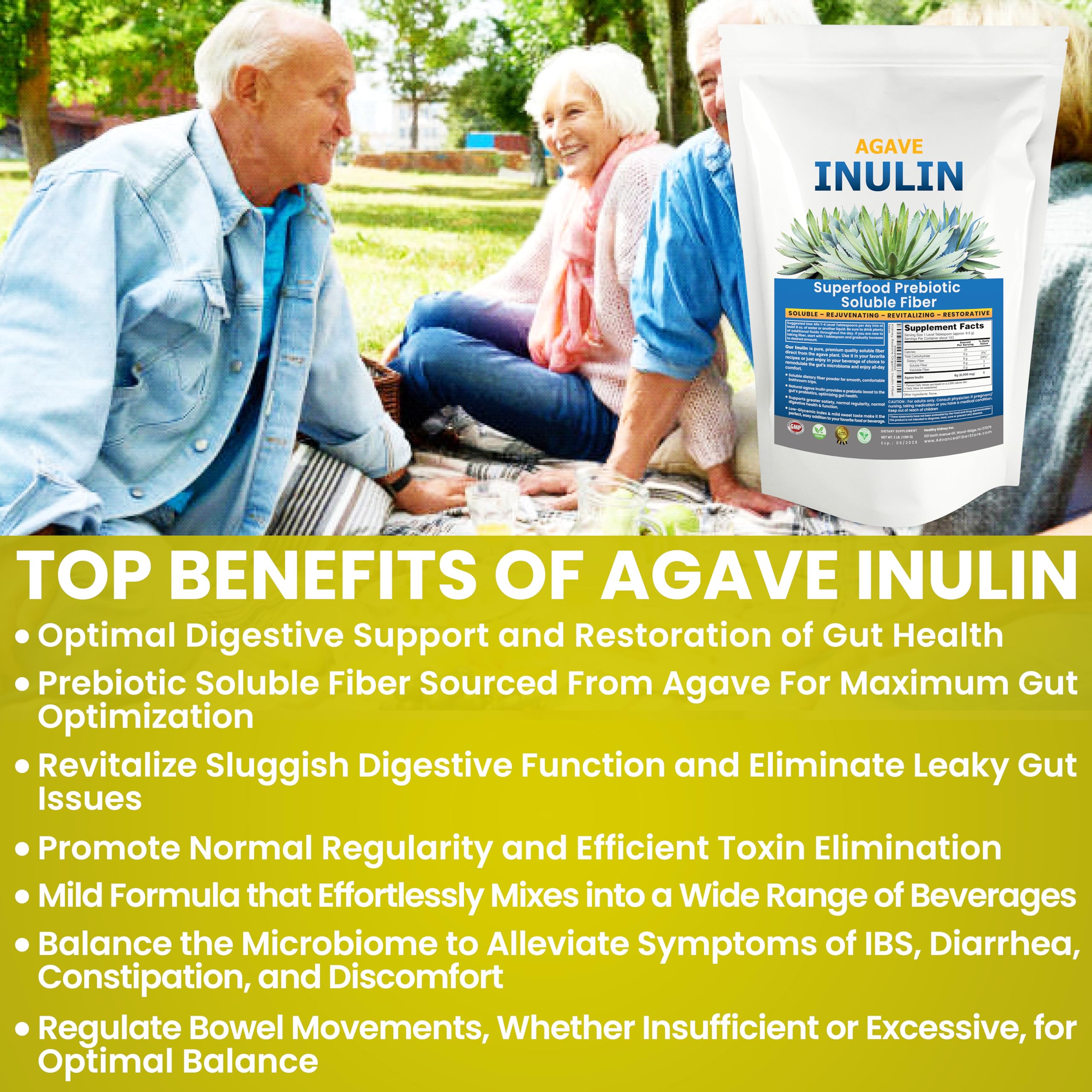 Kidney Restore Organic Inulin Powder in a glass of water