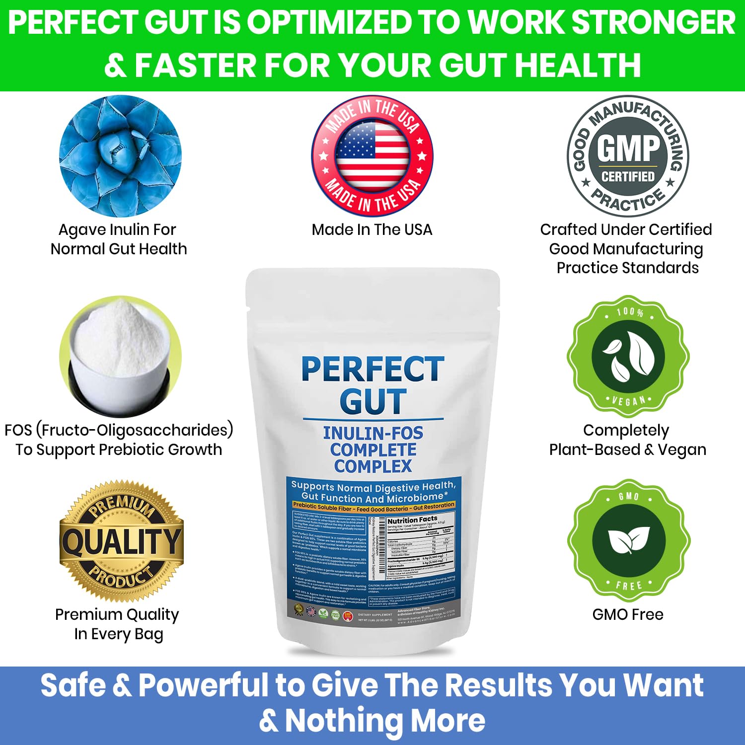 Kidney Restore Perfect Gut Inulin FOS Supplement packaging side view