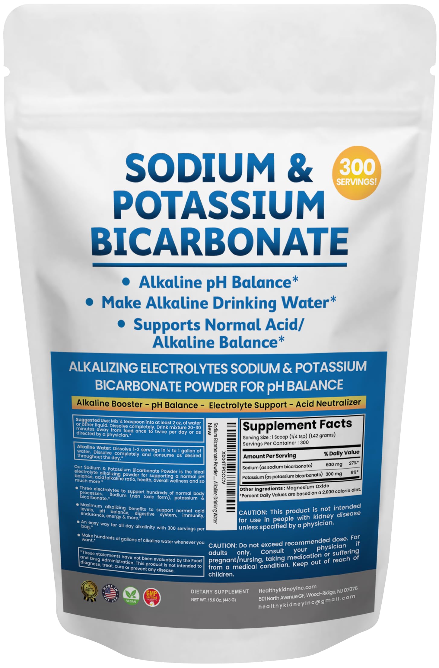 Kidney Restore Potassium Bicarbonate Powder 340g front view