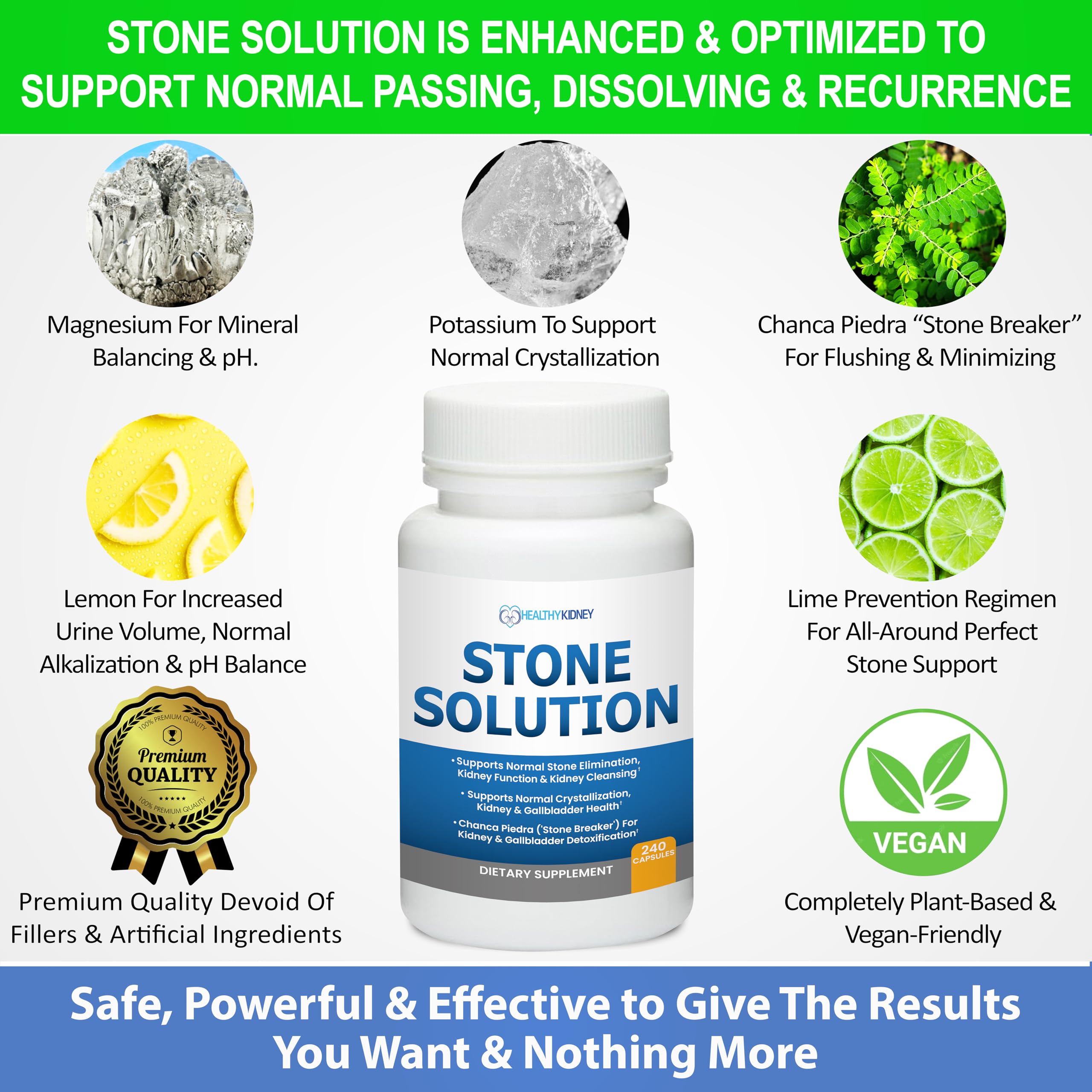 Kidney Restore Stone Solution capsules on a wooden surface