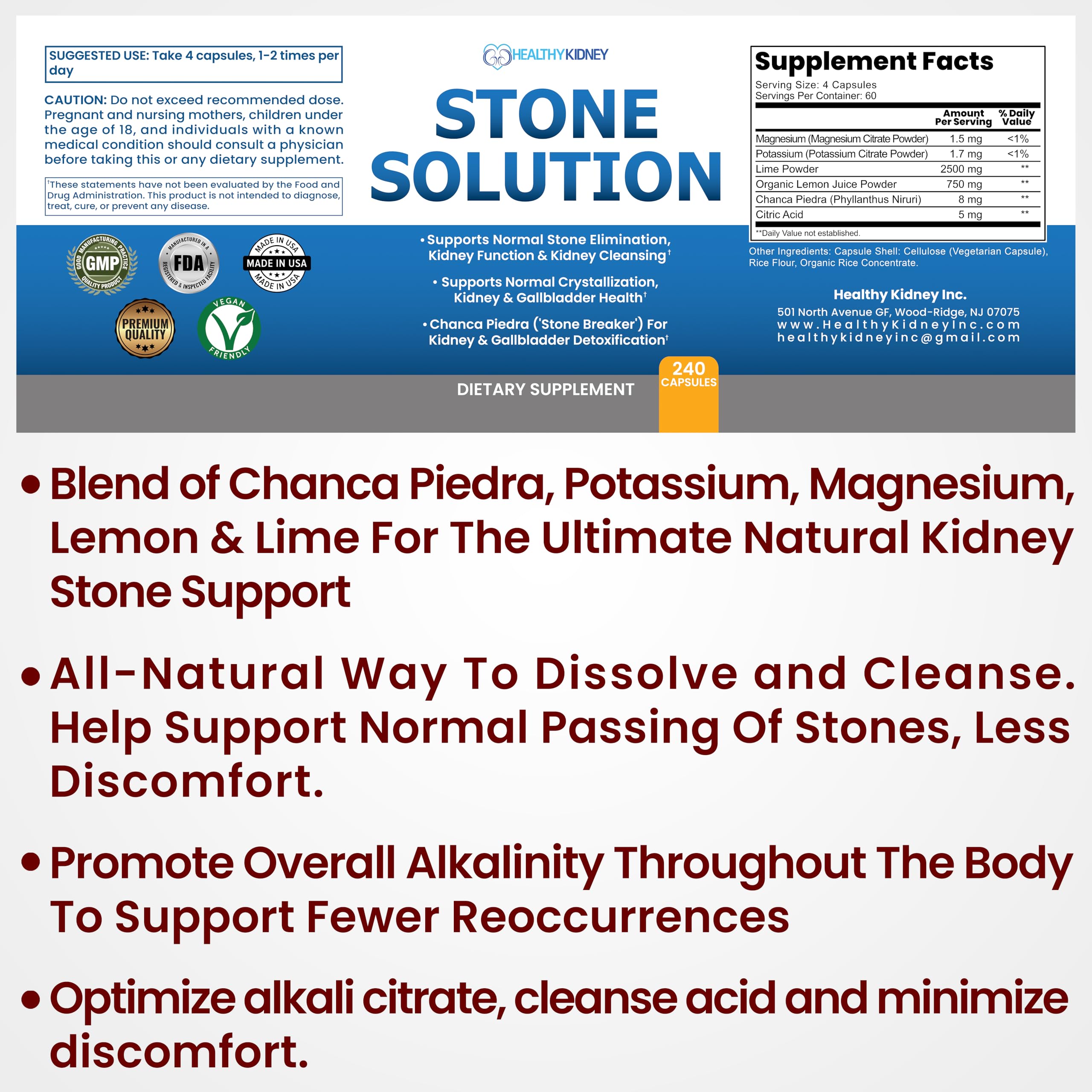 Kidney Restore Stone Solution side view showing capsule details
