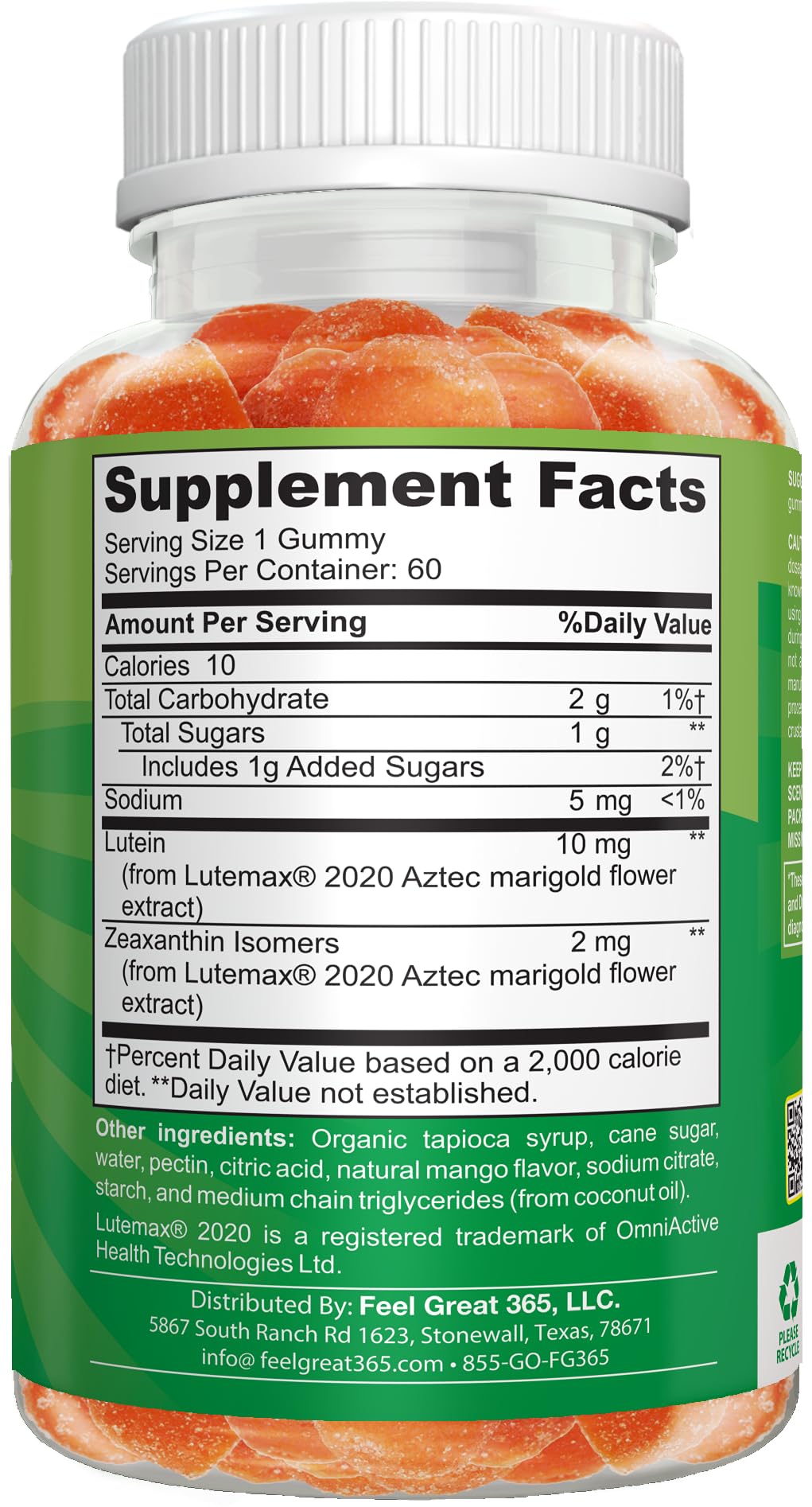 Kids Eye Support Gummies with a measuring spoon