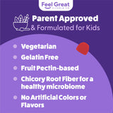 Kids Fiber Gummies bottle with a few gummies scattered around