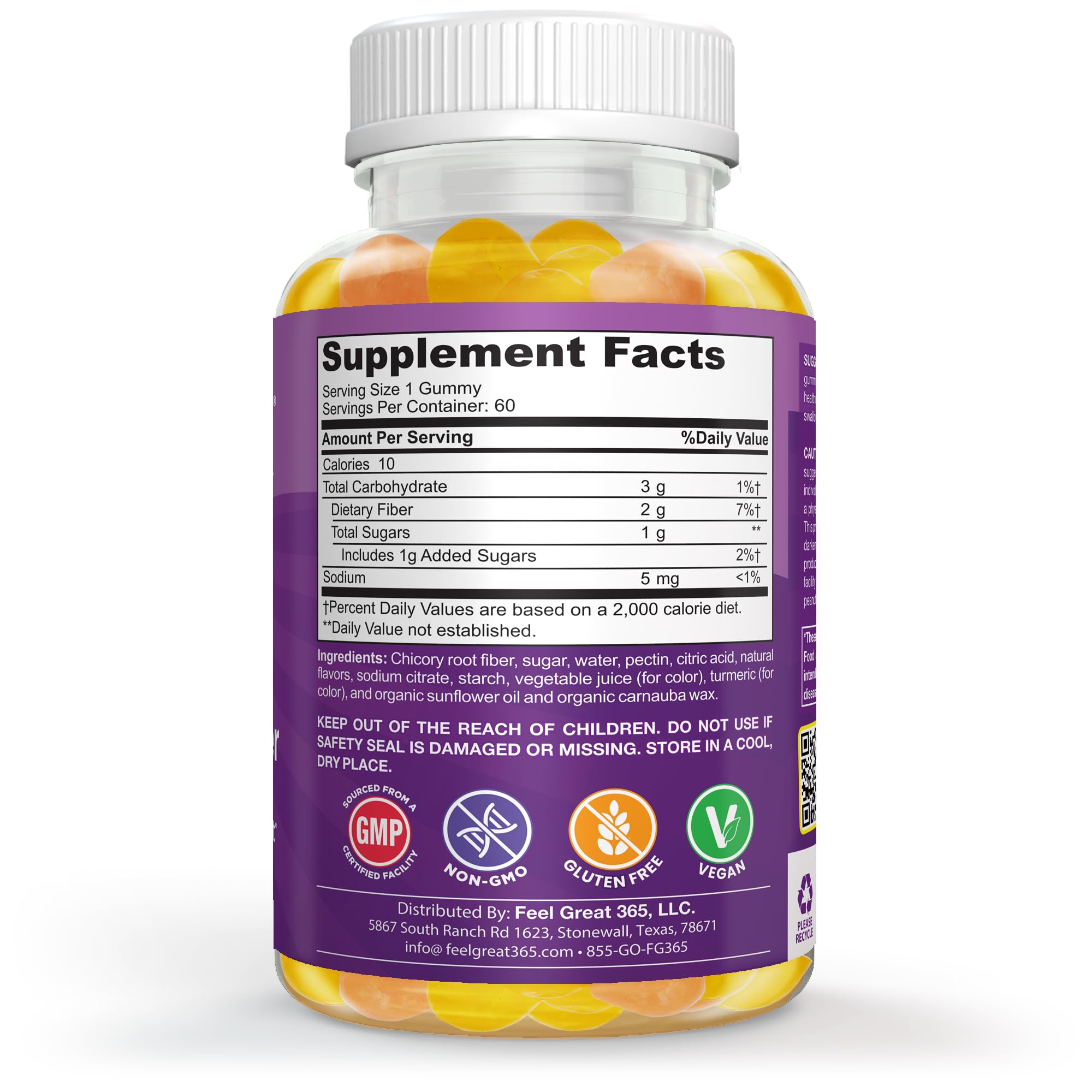 Kids Fiber Gummies bottle with a measuring spoon