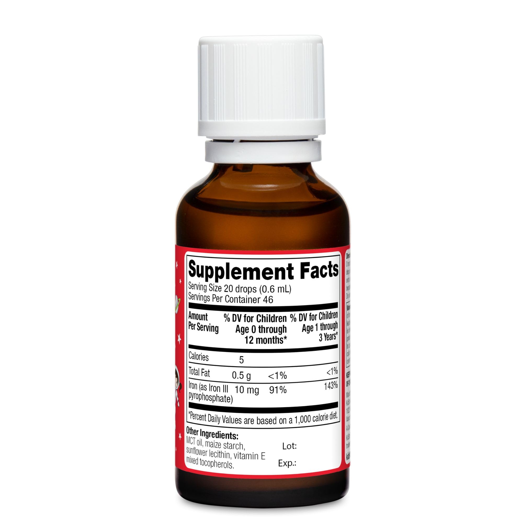 KidStar Nutrients Iron Supplement 86g bottle side view