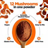 KIKI Green 12 Mushroom Super Blend Powder in smoothie