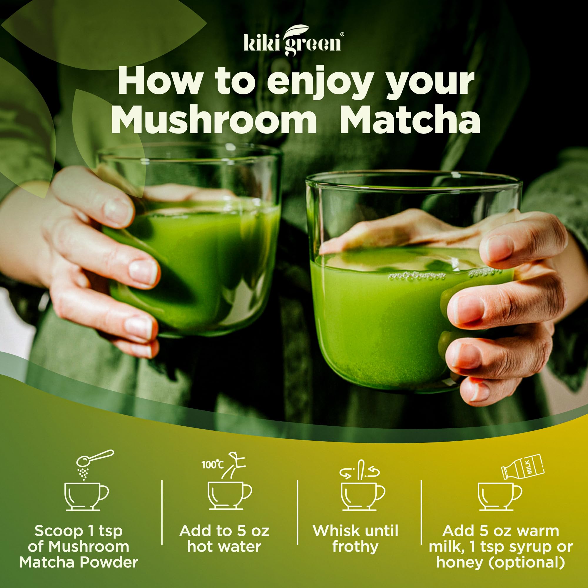 KIKI Green Matcha Mushroom Powder Blend 231g close-up