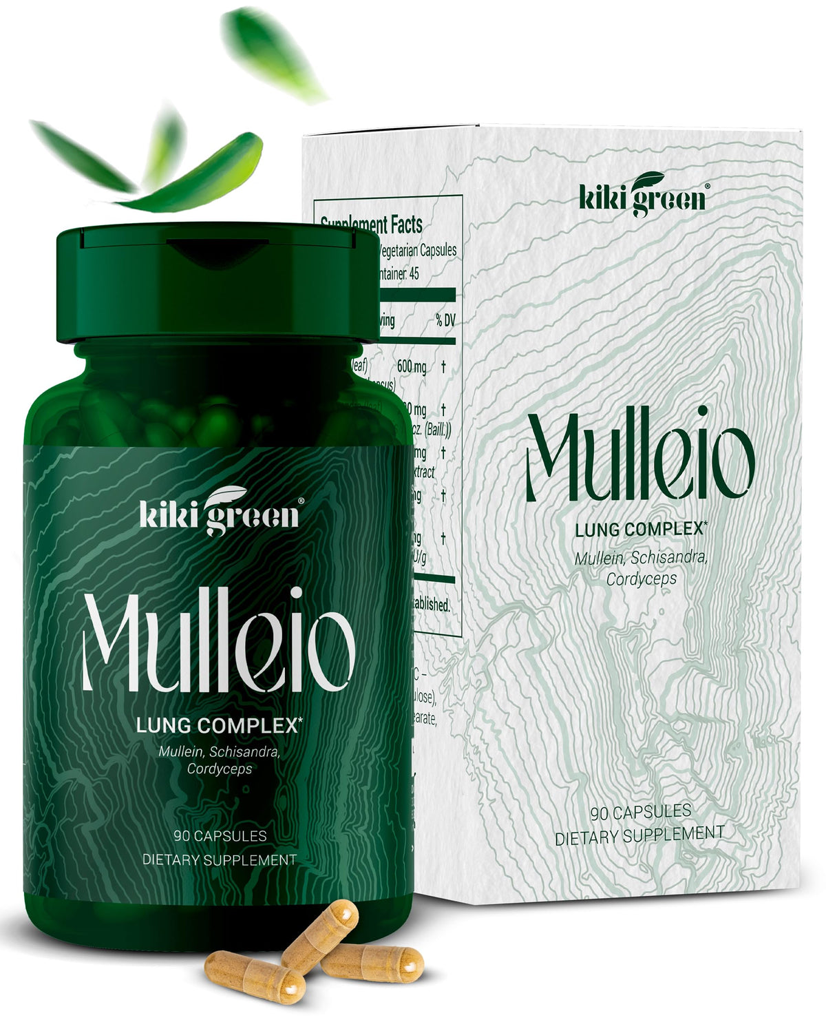 KIKI Green Mullein Leaf Capsules 60 Count front view