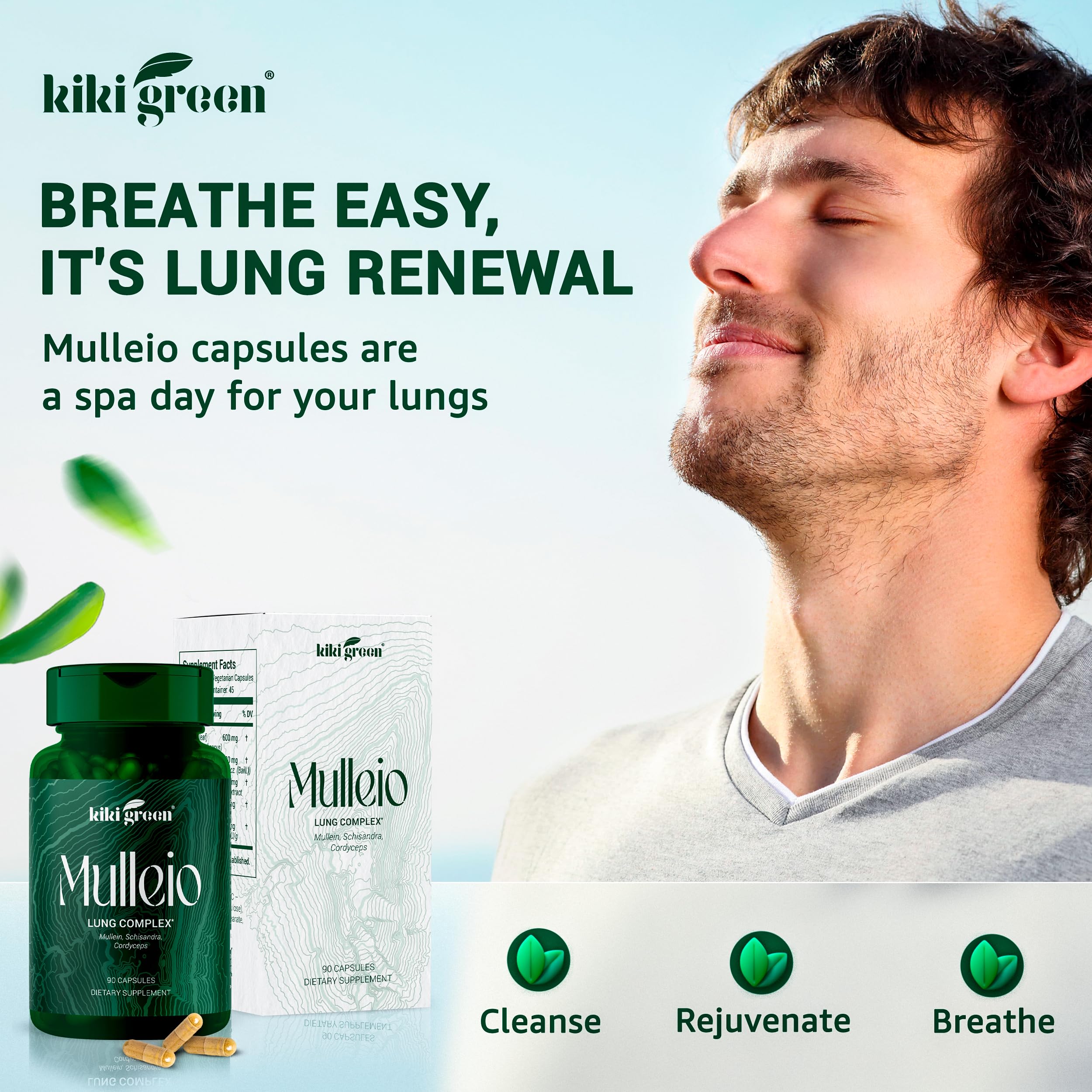 KIKI Green Mullein Leaf Capsules bottle side view