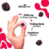 KIKI Green Mushroom Gummies with a measuring spoon