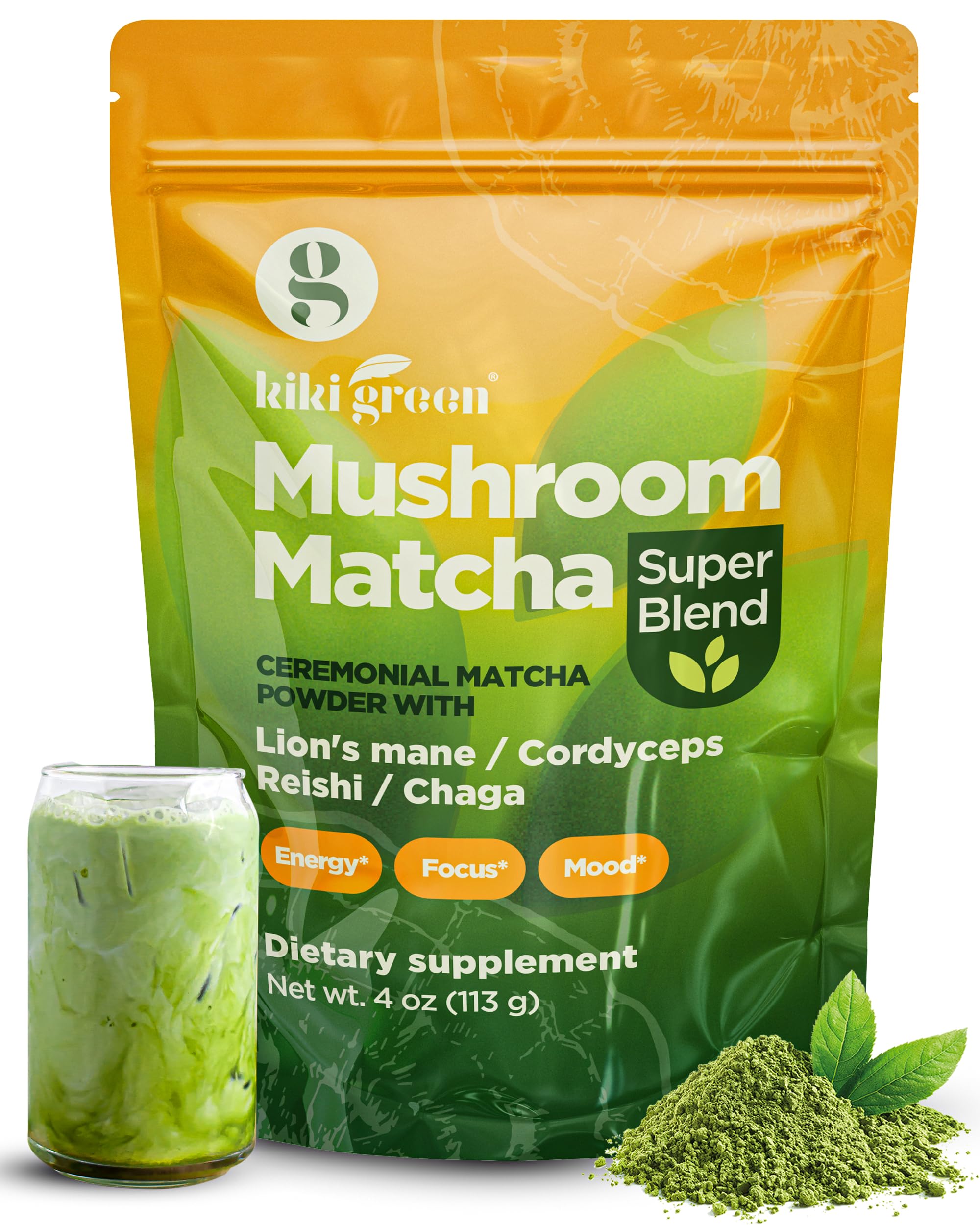 KIKI Green Mushroom Matcha Powder 118g packaging front view