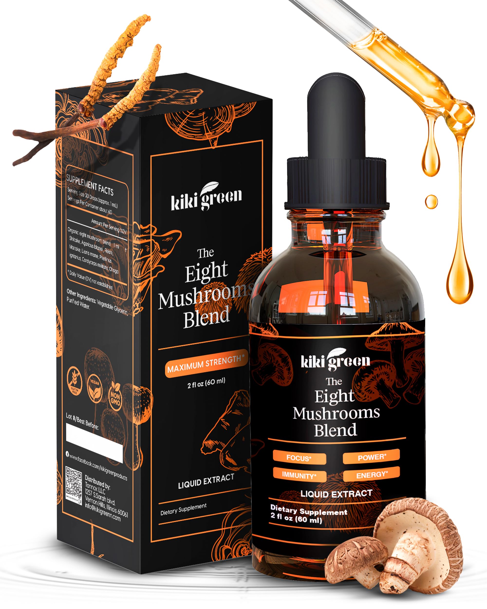 KIKI Green Mushroom Supplement front view packaging