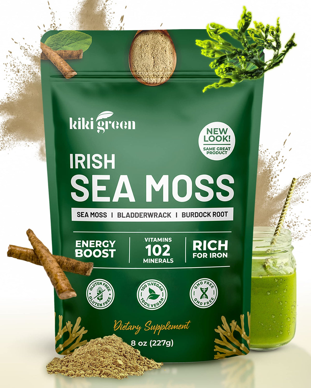 KIKI Green Sea Moss Powder 227g front view