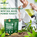 KIKI Green Sea Moss Powder in a glass jar