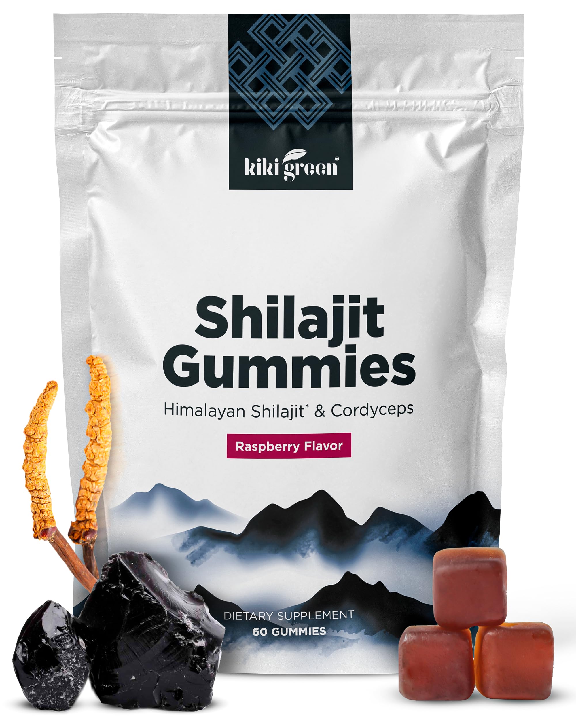 KIKI Green Shilajit Gummies front view with packaging