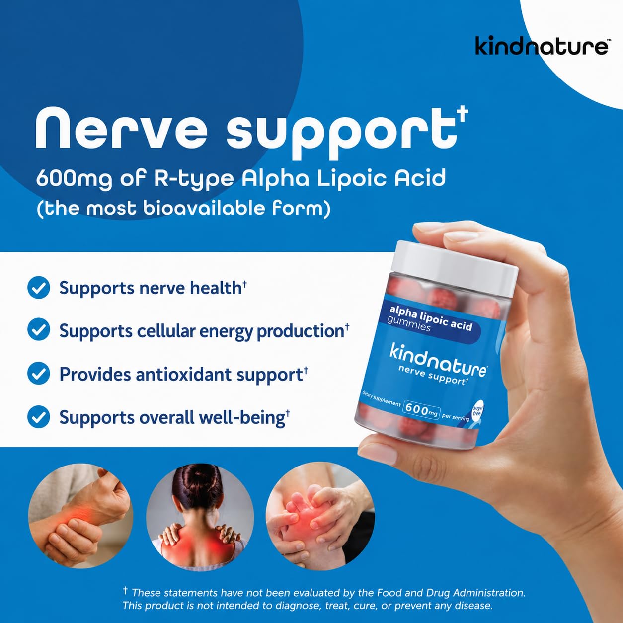 kindnature Alpha Lipoic Acid Gummies back view with nutritional information