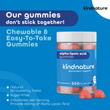 kindnature Alpha Lipoic Acid Gummies on a wooden table, lifestyle shot