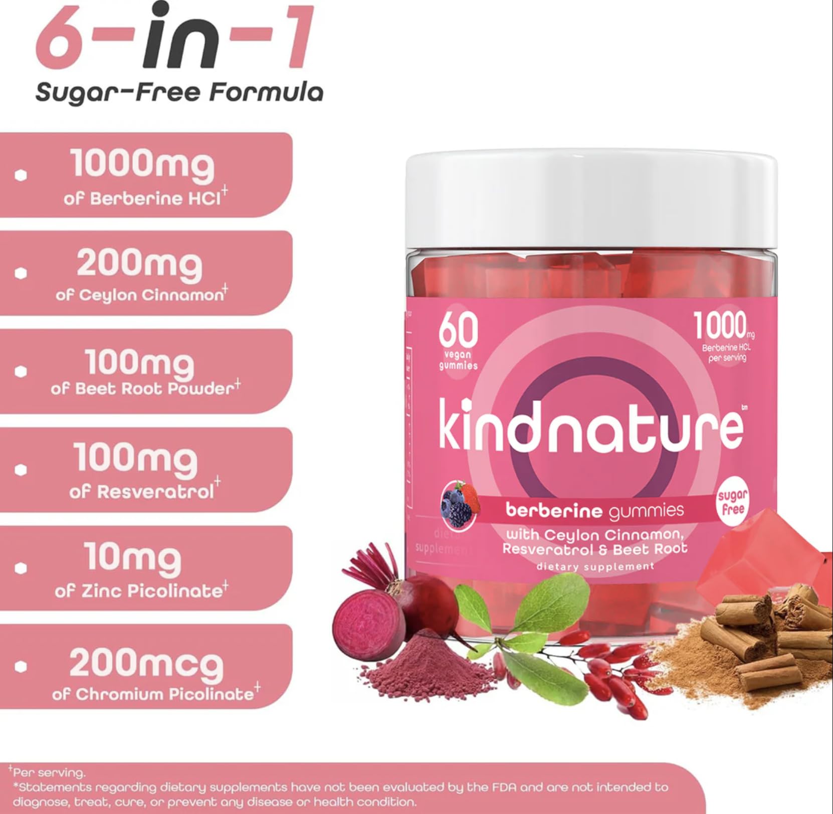 kindnature Berberine Gummies 1000mg side view of packaging