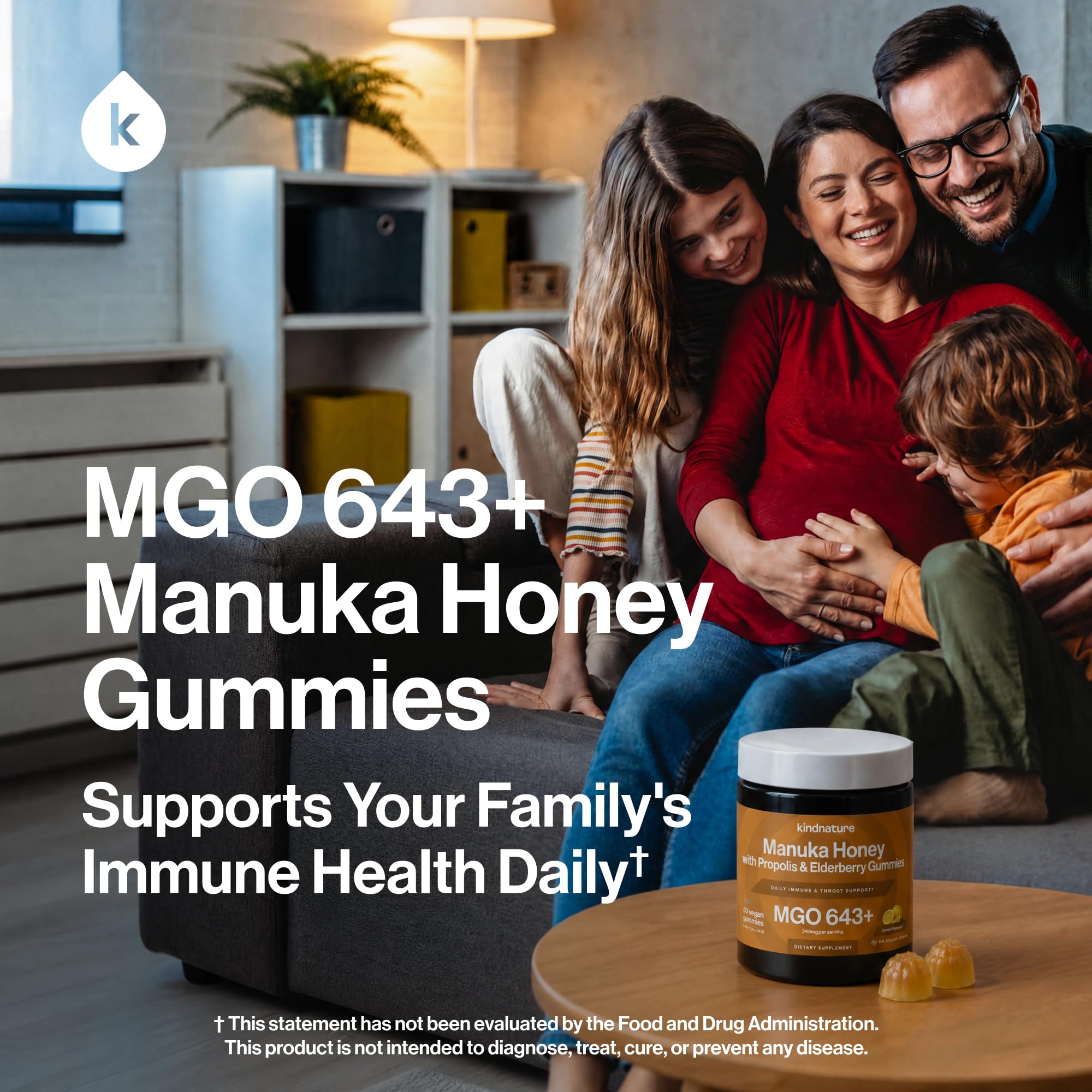 kindnature Manuka Honey Gummies close-up of gummies