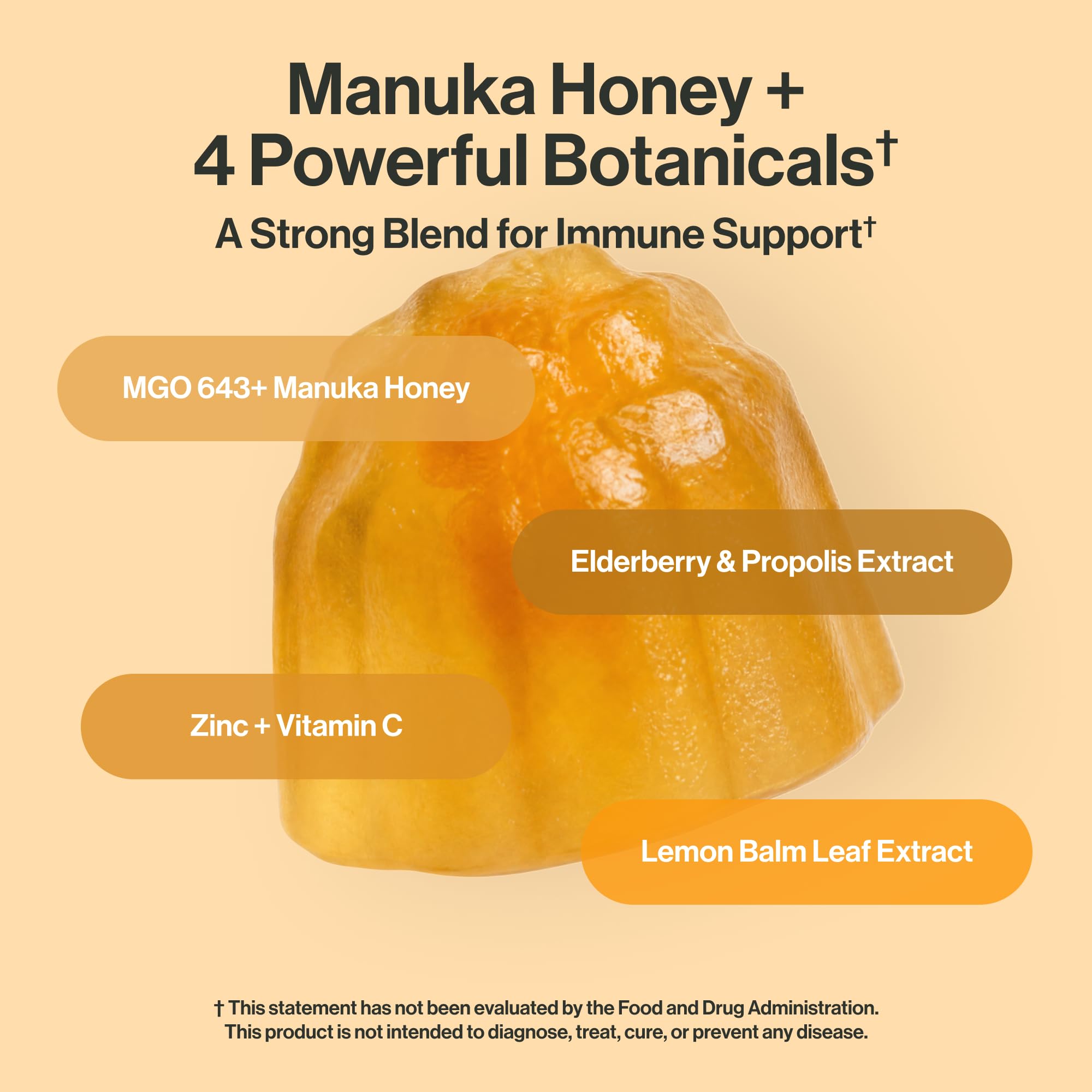 kindnature Manuka Honey Gummies showing ingredients