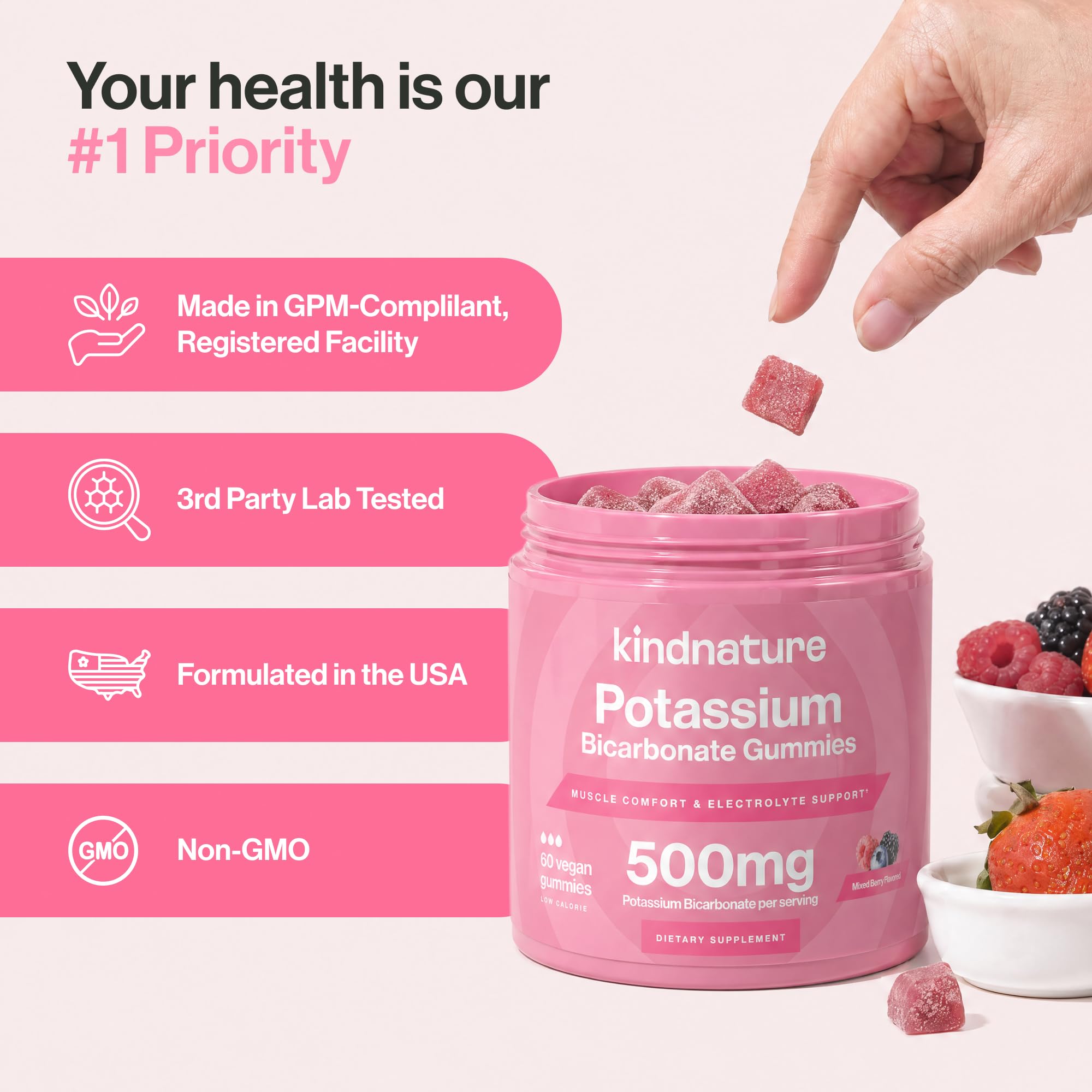 kindnature Pure Potassium Gummies 500mg ingredients list