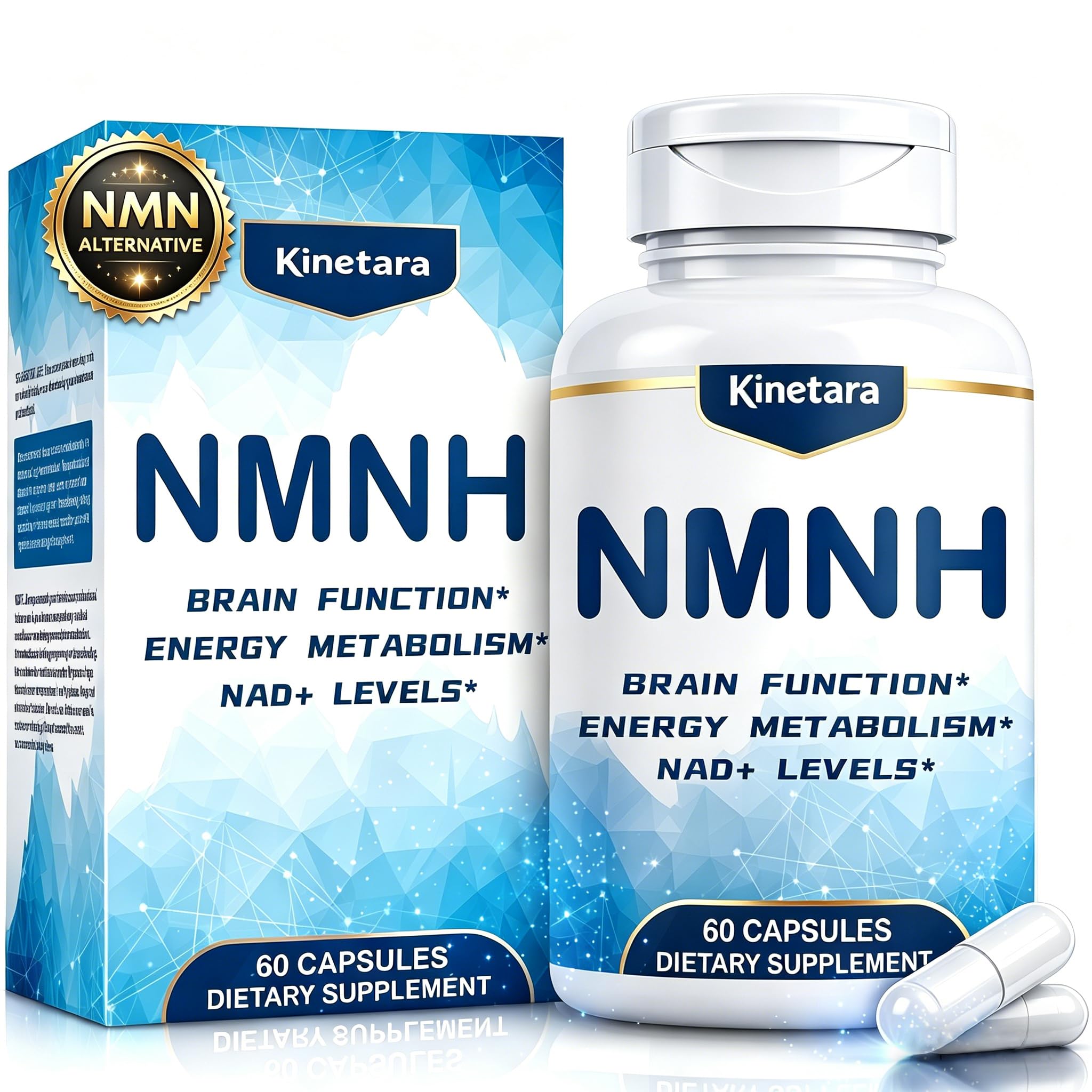 Kinetara NMNH Supplement 500mg front view of bottle