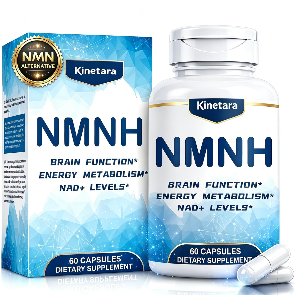 Kinetara NMNH Supplement 500mg front view of bottle