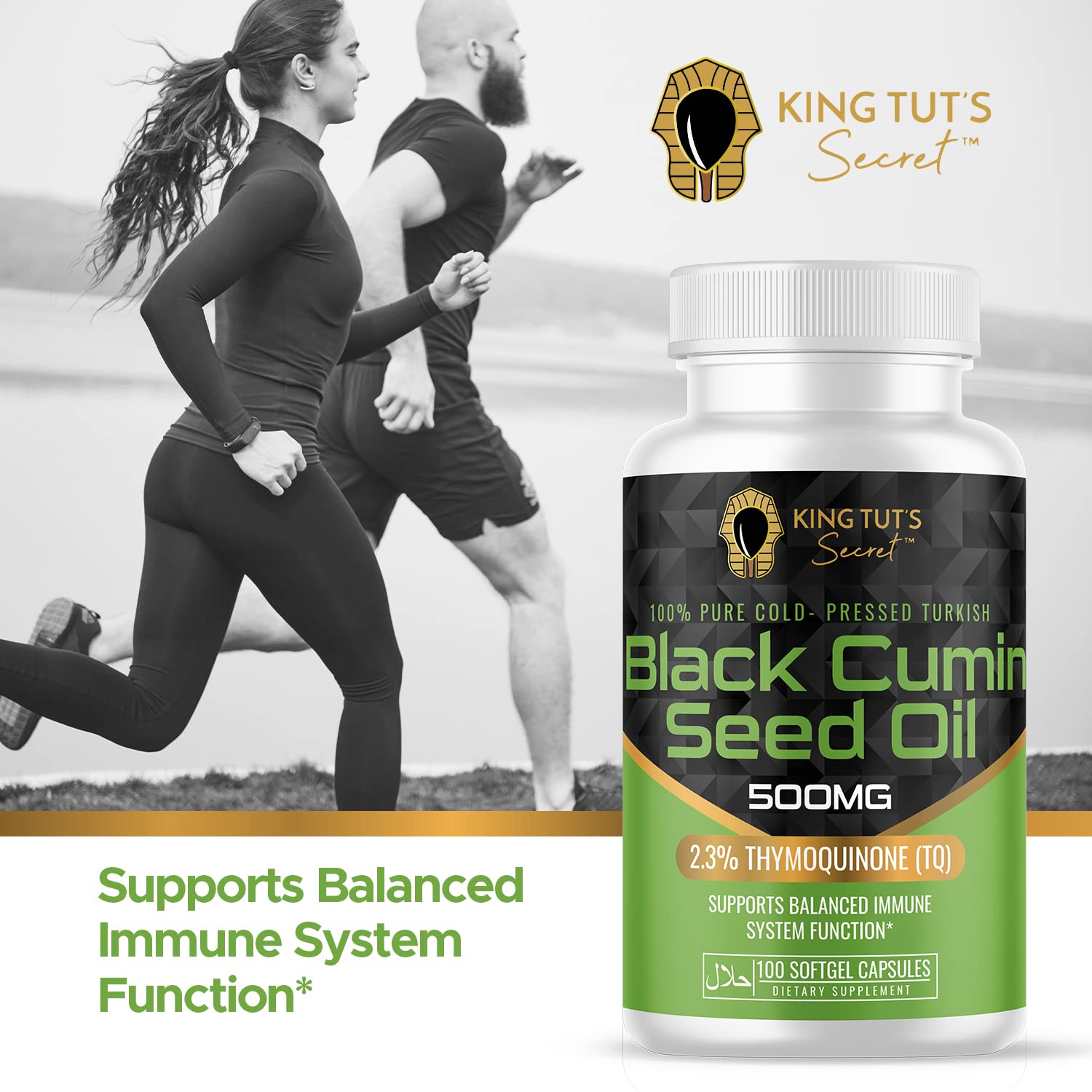 KING TUT'S SECRET Black Seed Oil Capsules with safety seals