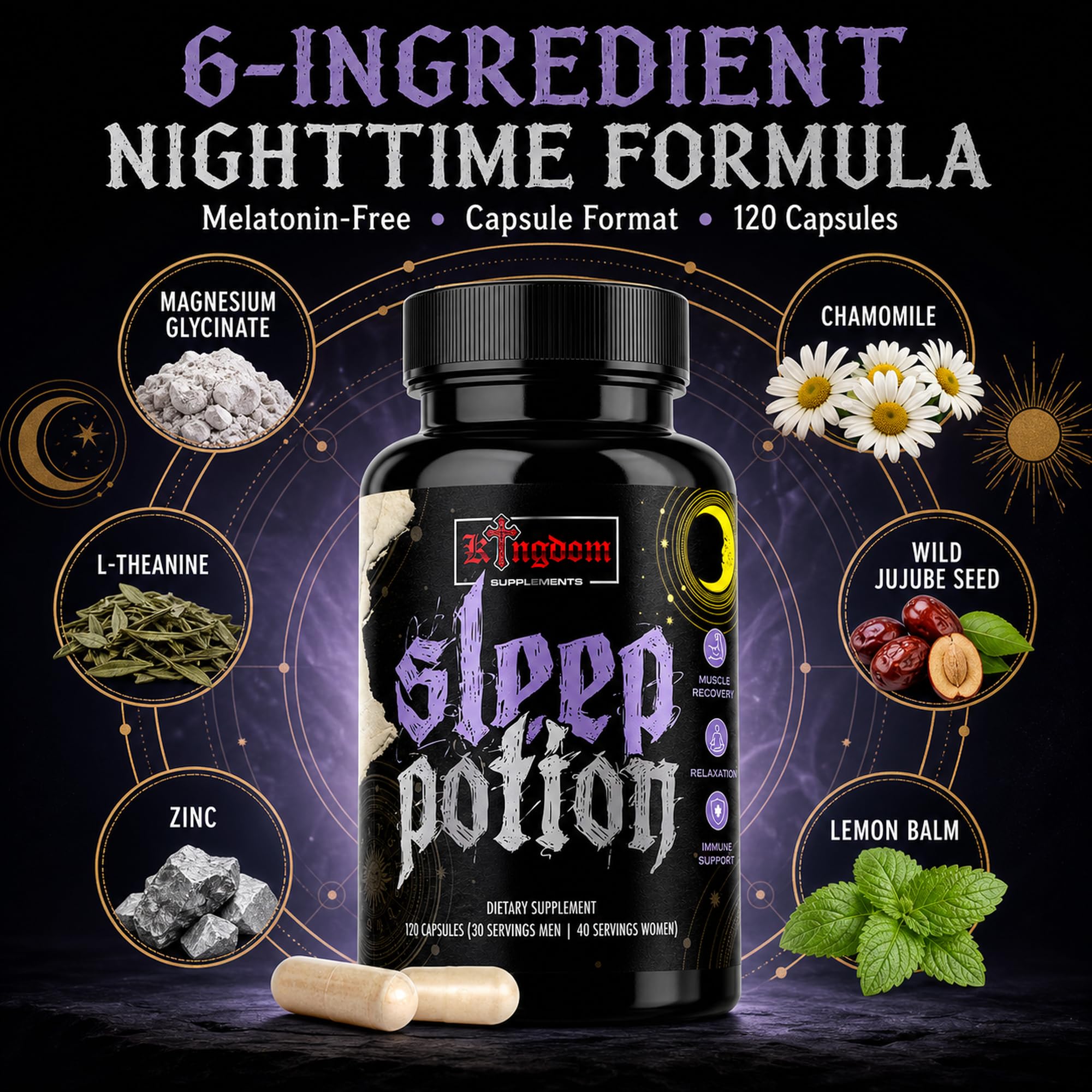 Kingdom Supplements Sleep Potion ingredients list on packaging