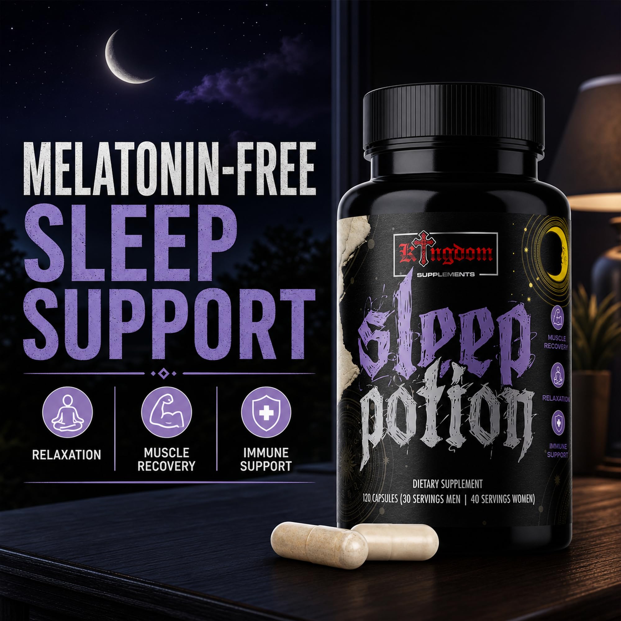 Kingdom Supplements Sleep Potion side view with label