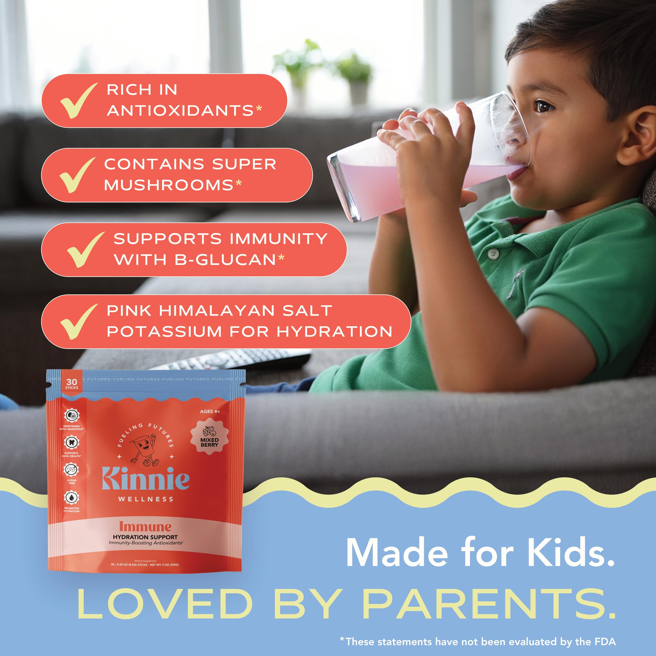 Kinnie Hydration & daily wellness Support Drink Mix 227g stick packs