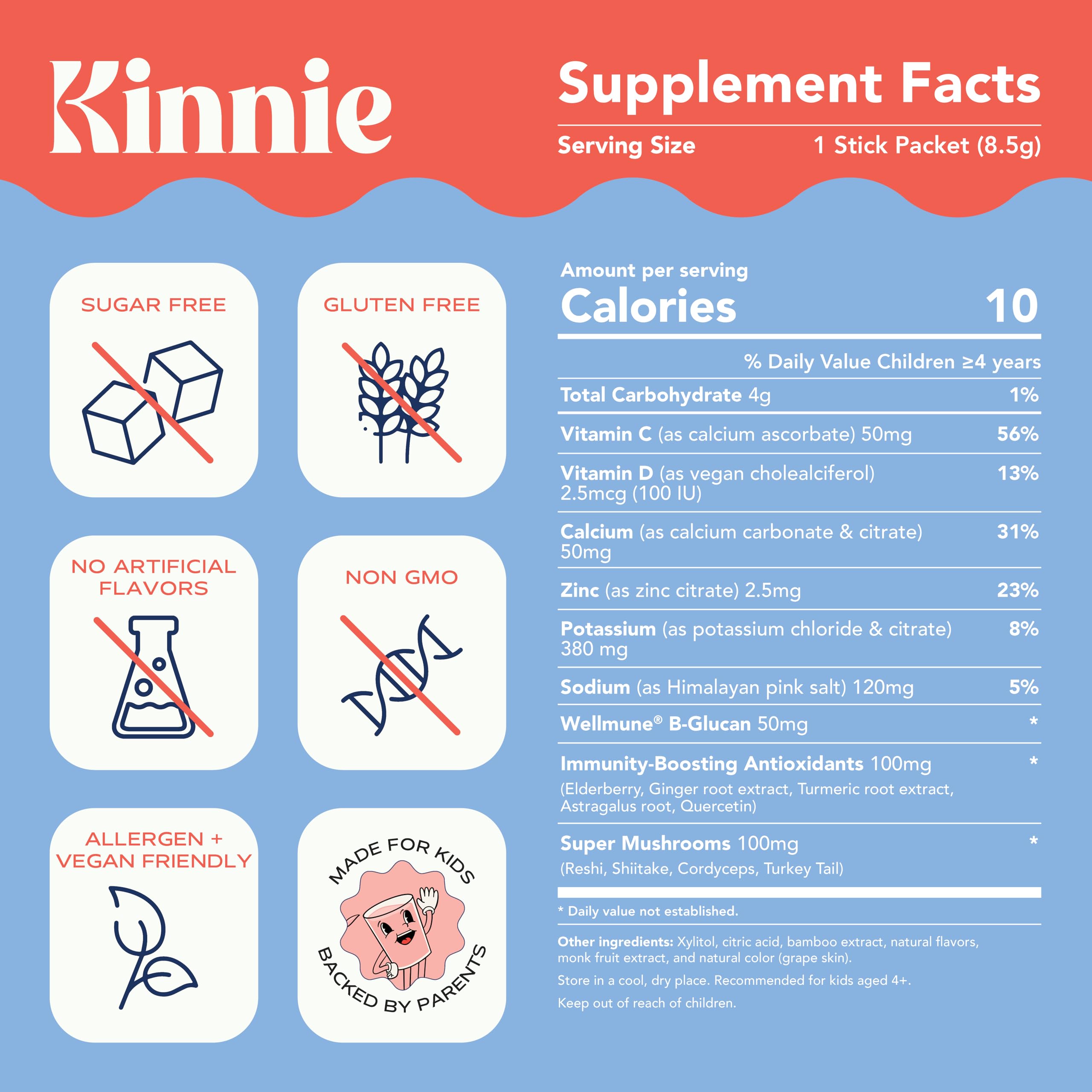 Kinnie Hydration & daily wellness Support Drink Mix preparation with water
