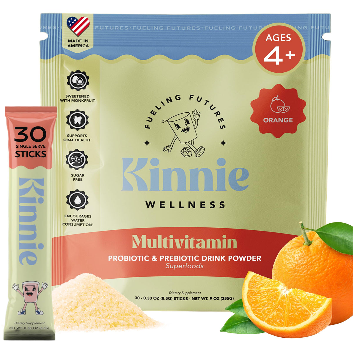 Kinnie Kids Multivitamin Powder front view packaging