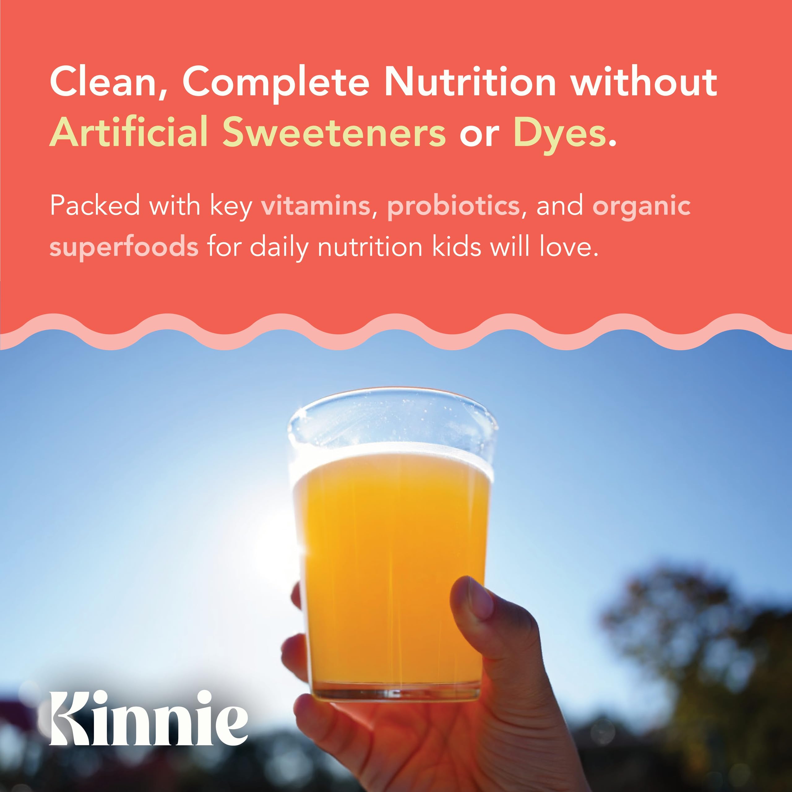 Kinnie Kids Multivitamin Powder with organic ingredients display