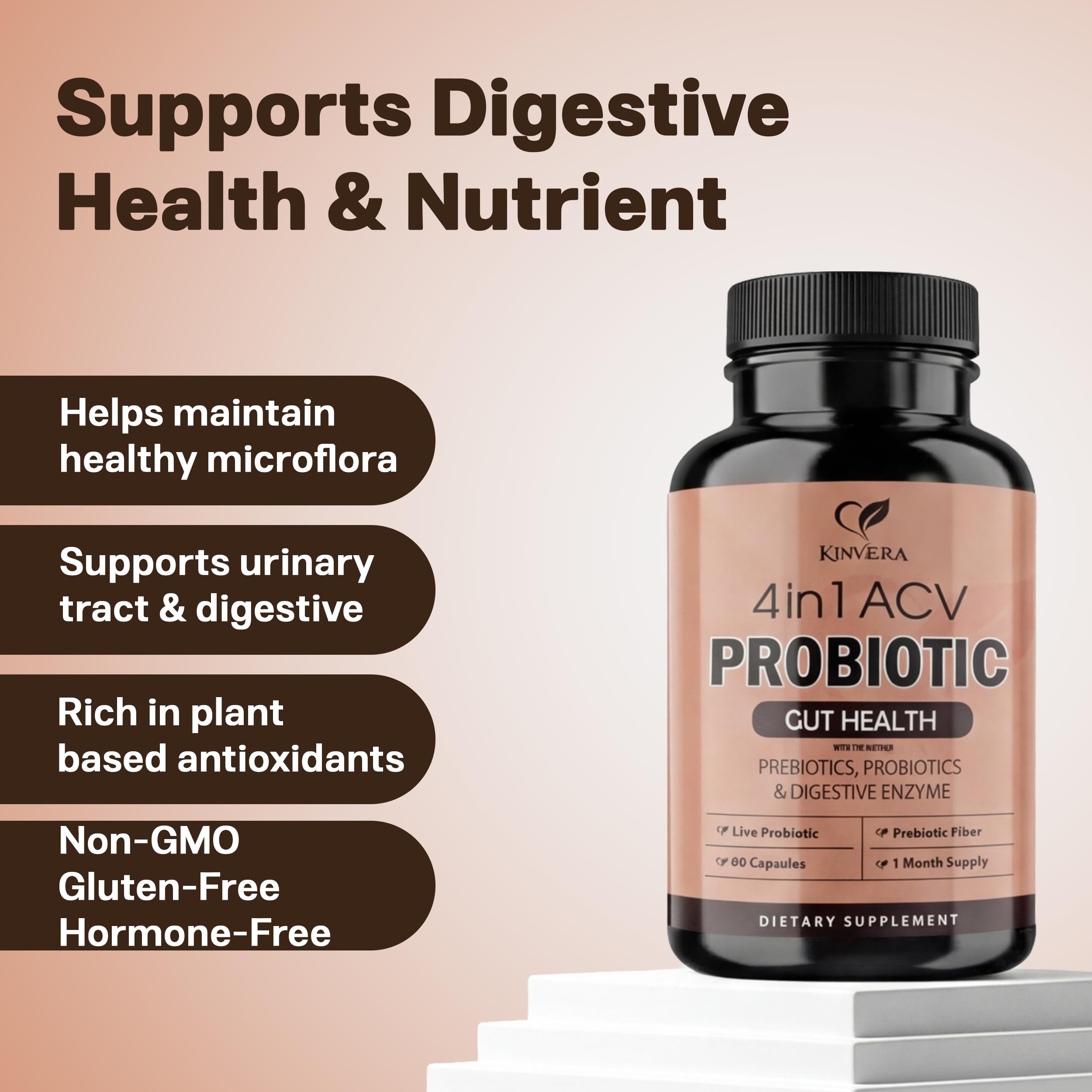 KINVERA 4-in-1 ACV Formula Prebiotic Supplement side view