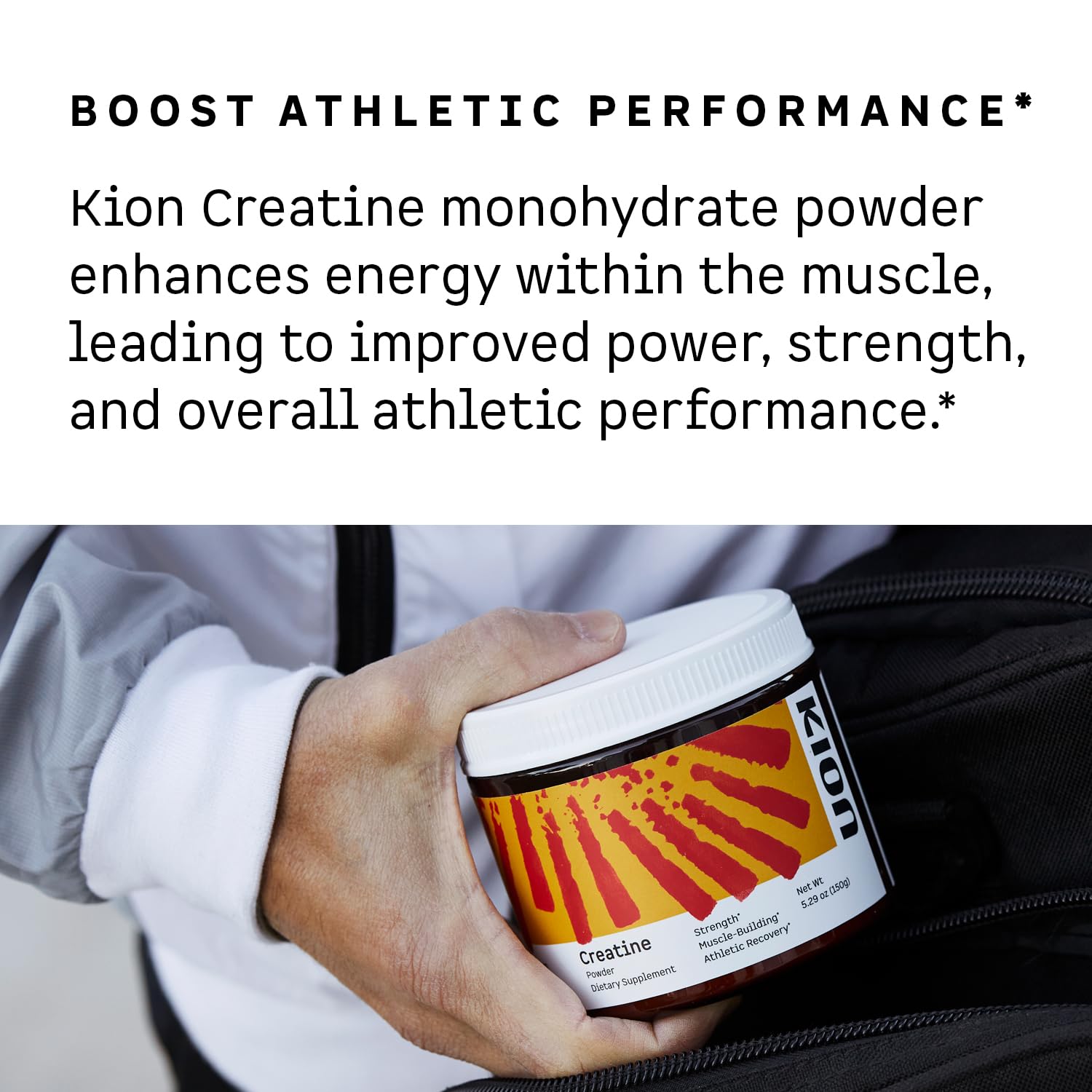 Kion Creatine Monohydrate 200g back view with nutritional information