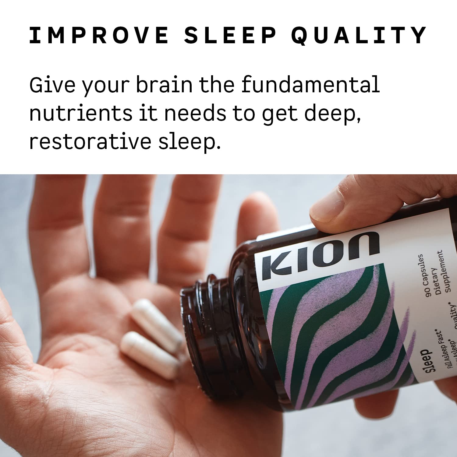 Kion Natural Sleep Aid Capsules with measuring spoon