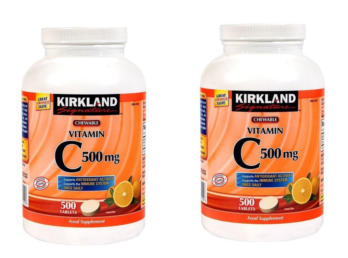 KIRKLAND Chewable Vitamin C 500mg front view of packaging
