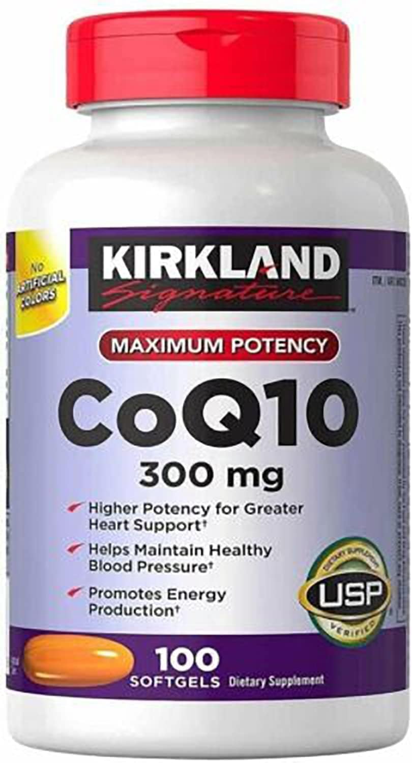 KIRKLAND CoQ10 300 mg antioxidant supplement front view