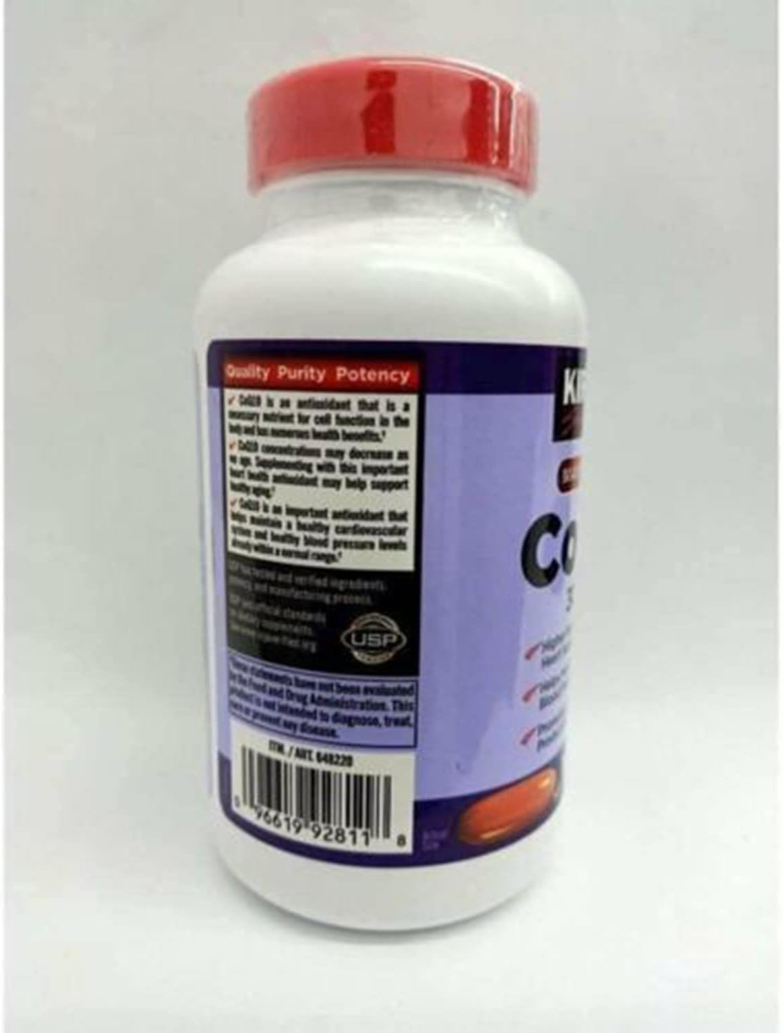 KIRKLAND CoQ10 300 mg supplement label details