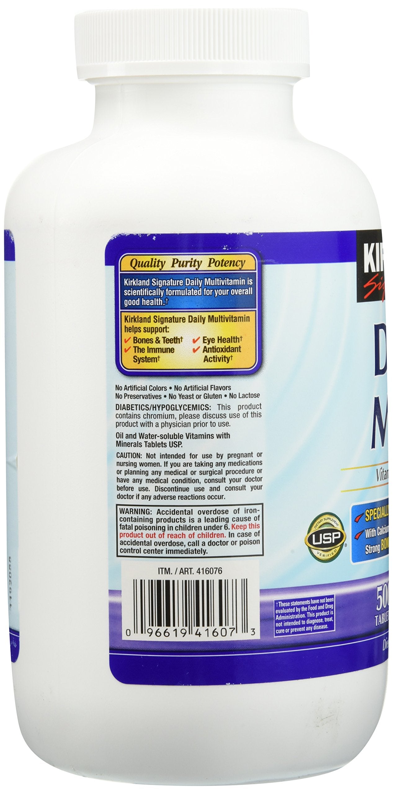 KIRKLAND Daily Multivitamin side view showing capsule details
