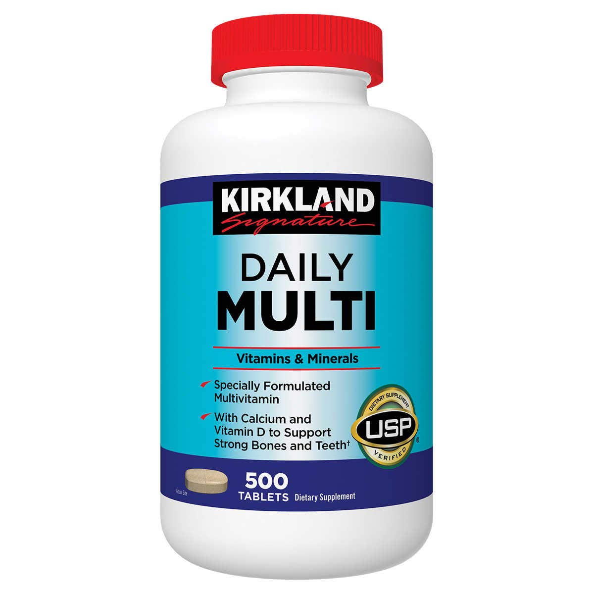 KIRKLAND Daily Multivitamin with Calcium and Vitamin D front view