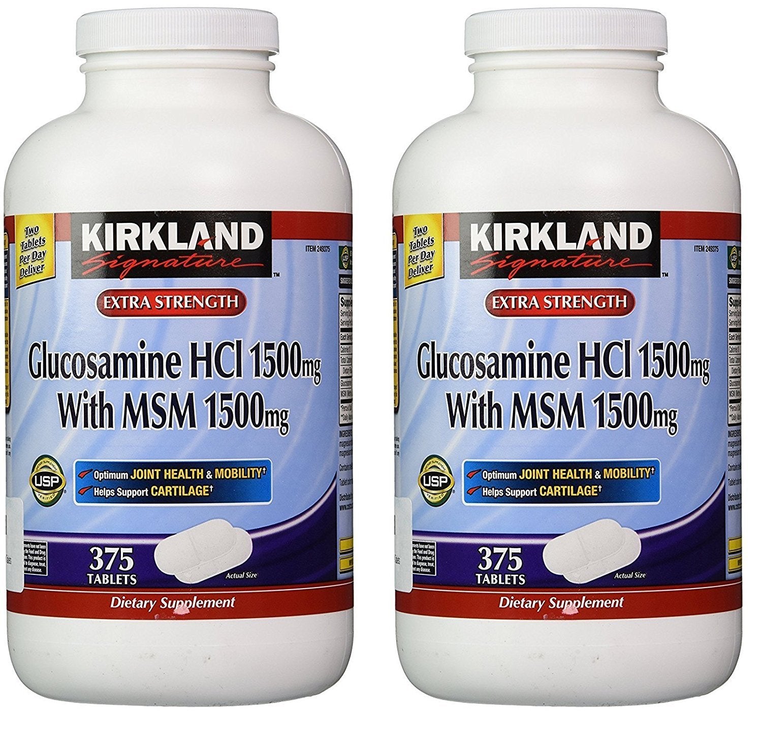 KIRKLAND Extra Strength Glucosamine HCI with MSM 1500mg front view