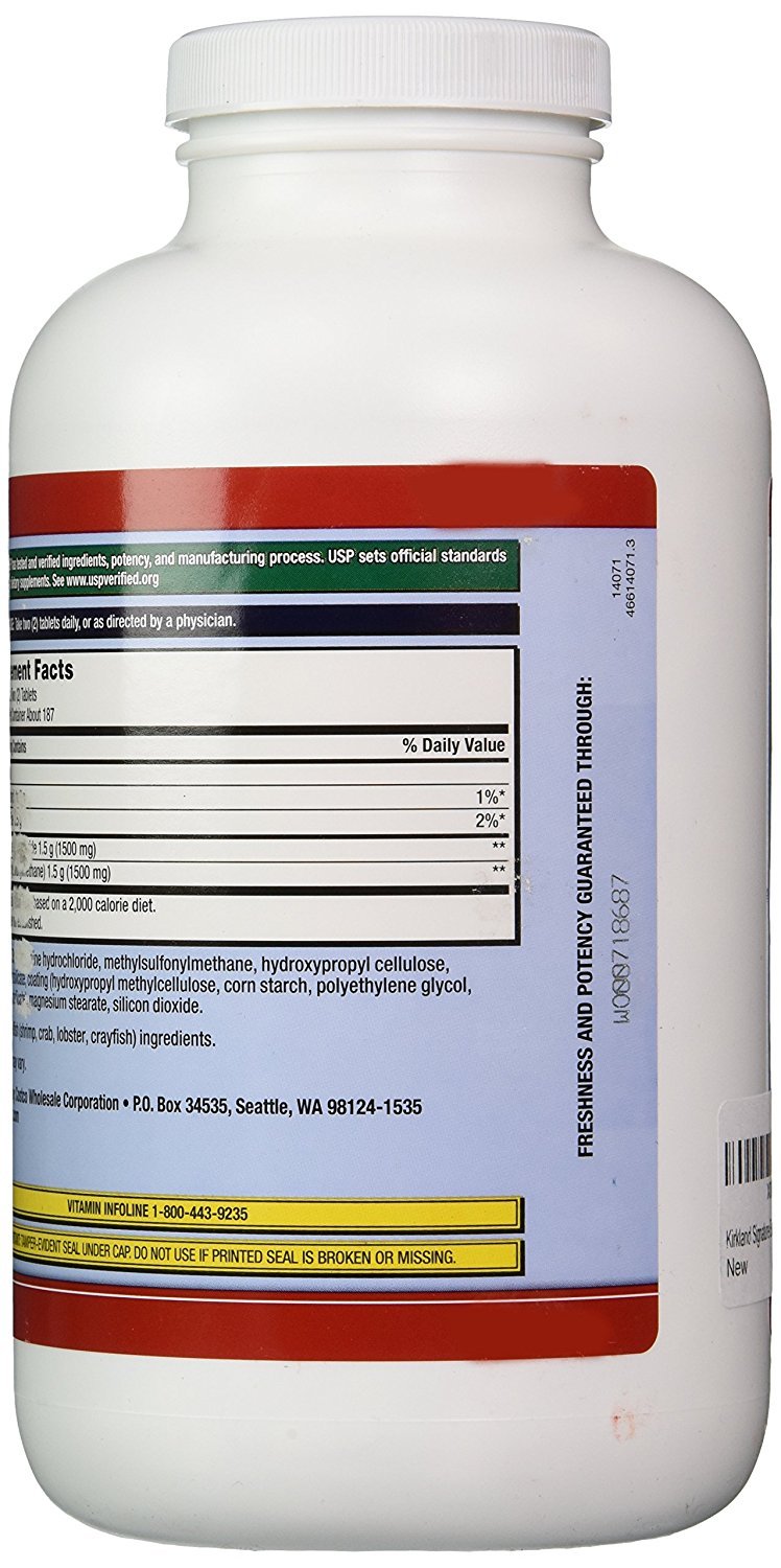 KIRKLAND Extra Strength Glucosamine HCI with MSM 1500mg packaging
