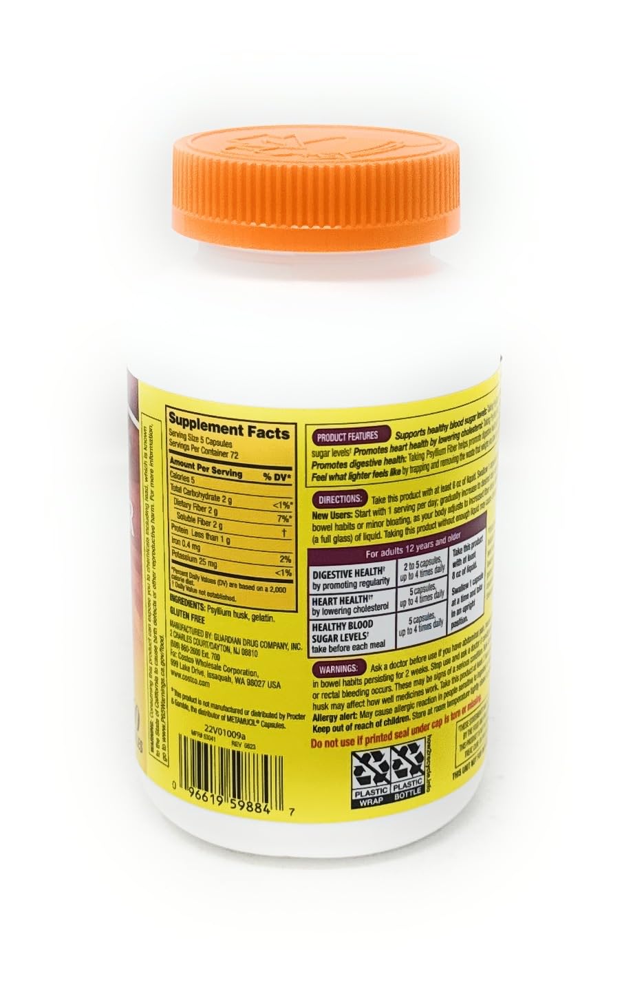 KIRKLAND Fiber Capsules bottle with label