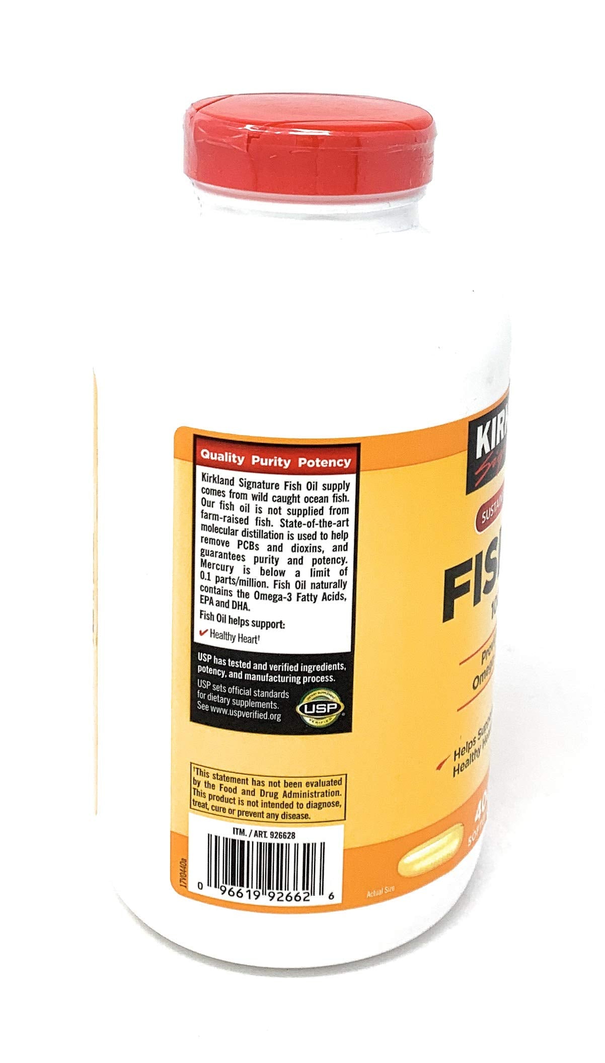 KIRKLAND Fish Oil 454g back view with nutritional information